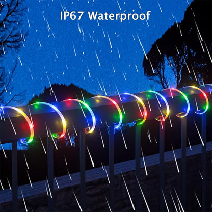 20ft Solar LED Strip Lights (Four-Color Fixed) - 336 LEDs Auto On/Off, 8 Modes with Remote Timer, Waterproof Self-Adhesive for Outdoor Decor, Patio, Poolside, Camping