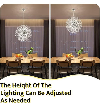 Qamra Modern Crystal Chandeliers, Chrome Firework Dandelion Sputnik Chandelier Light Fixture Pendant Lighting for Dining Room, Bedroom, Kitchen, Living Room(16-Light, Chrome)