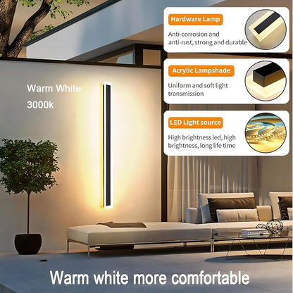 59inch-2Pack Long Outdoor Modern LED Wall Light,45W Waterproof IP65 Warm White 110V led Wall Mount Lighting Fixture Rectangular Black Wall Lights Elegant Frosted White Acrylic Anti Rust