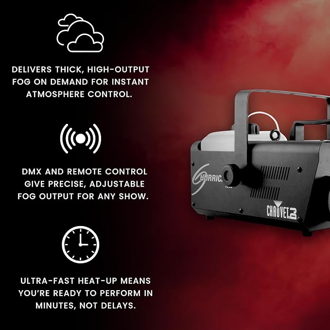 CHAUVET DJ Hurricane 1600 Compact High-Output Fog Machine w/Timer Remote & Automatic Shut-Off, BLACK