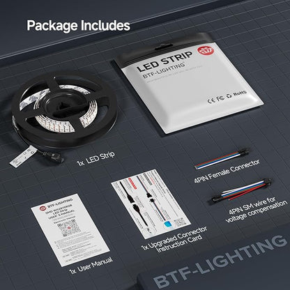 BTF-LIGHTING WS2815 (Upgraded WS2812B) LED Strip Light,UL Listed,3.2FT 144 LED/Pixels,Flexible Chasing RGB,Dual Signal Individually Addressable,5050SMD,3M Tape,DC12V IP67(No Adapter or Controller)