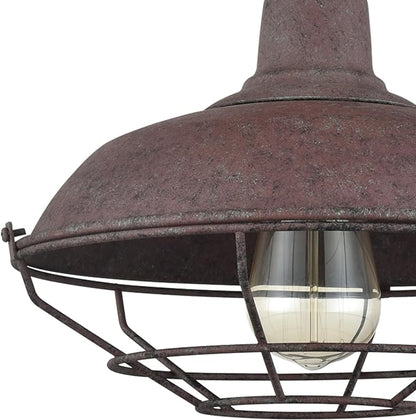 DAYCENT Rustic Semi Flush Mount Ceiling Light Barn Style Light Fixture Farmhouse Metal Cage Ceiling Light 1-Light Industrial Wire Caged Flush Mount Barn Light Rust Finish for Hallway Foyer Kitchen