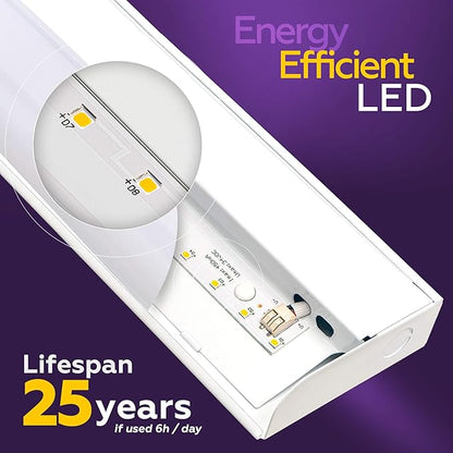 Hardwired LED Under Cabinet Task Lighting - 14 Watt, 21", Dimmable, 3000K (Warm White), Wide Body, Long Lasting Metal Base with Frost Lens