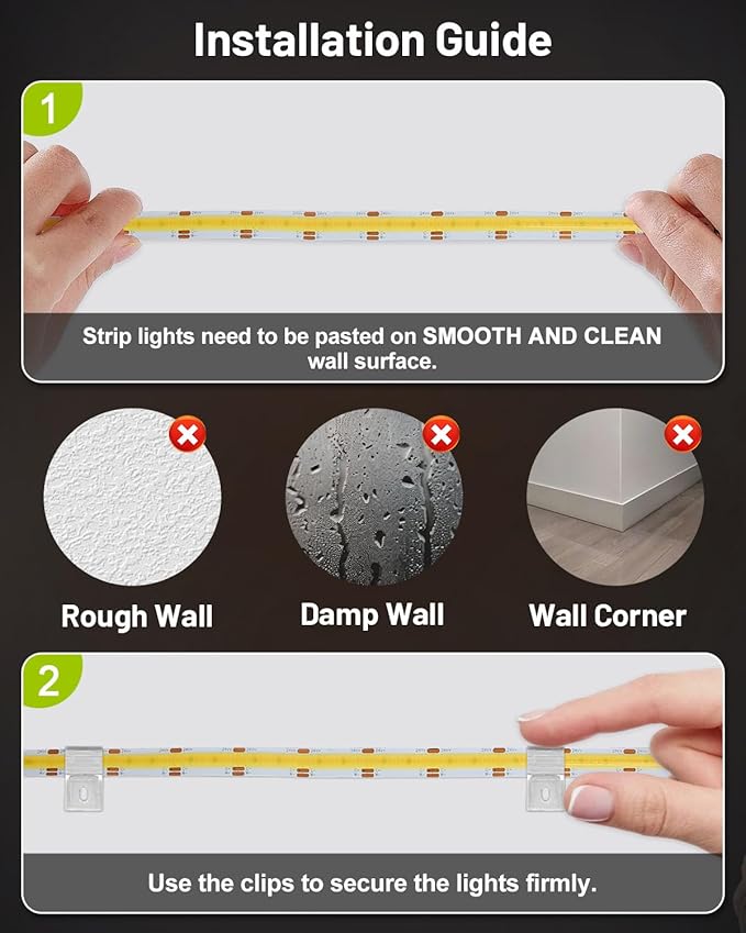COB LED Strip Lights 32.8ft, Dimmable White CCT Tunable 2300K-6500K, DC 24V High Lumen Cuttable LED Tape Light, 6080 LED 48W CRI 90, APP Remote Control, Music Mode, For Home DIY, Living Room, Bedroom