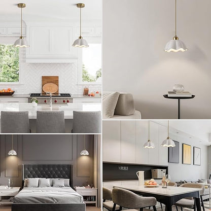 Modern Gold Milk Glass Pendant Light Mid Century Adjustable White Ceramic Hanging Light Fixture Vintage Brass Pendant Light Kitchen Island Nordic Hanging Lamp (2 Pack) MPL11-2 GD