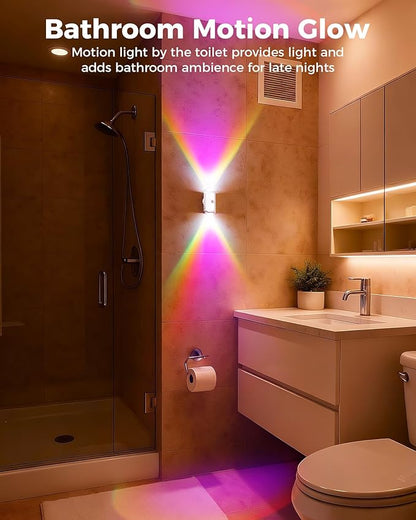 4 Pack Motion Sensor Wall Light, Magnetic Wireless RGB Dimmable Wall Lamps, Rechargeable Wireless Hallway Lights, Battery Operated Lighting for Stairs, Bedroom, Bathroom, Bar Decor