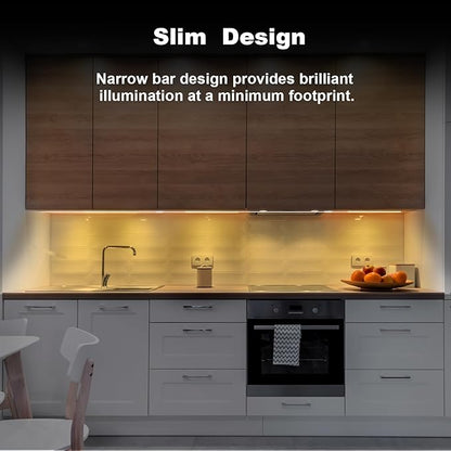 JUSJUBR Under Counter Lights for Kitchen, 4pcs 12 Inch Warm White 3000K Dimmable LED Under Cabinet Lighting with Memory Function, Under Cabinet Lights Plug-in, LED Light Bar for Closet