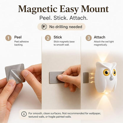 2-Pack White Owl Wall Lamp, Cute LED Night Light for Bedroom Decor, Warm Ambient Lighting for Kids Room, Nursery & Hallway, Creative Animal Wall Light, Gift for Home Decoration