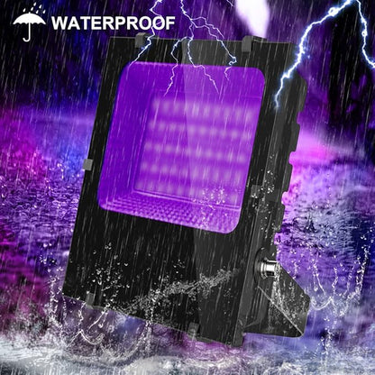 300W Black Lights Outdoor, Commercial High Power LED Black Light Flood Lights with UL Listed Plug IP66 Waterproof Blacklight FloodLight 395nm for Glow Party Large Space, Halloween (2 Pack)