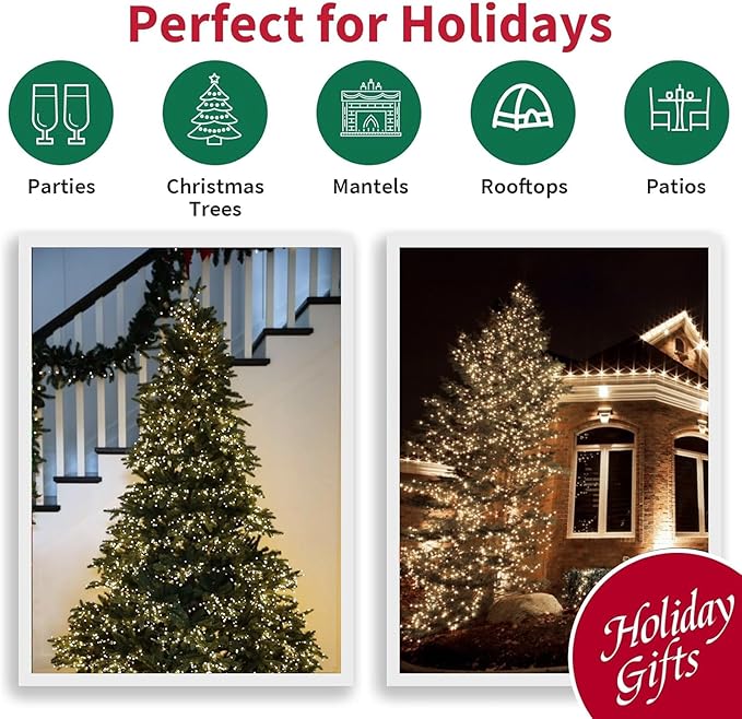 LAMPHOME 100 Count White Frost Christmas Lights,Mini Clear Lights 21ft White Wire Christmas Tree String Lights Set for Outdoor Indoor Christmas Decorations Wedding Decorations Valentines Day Decor