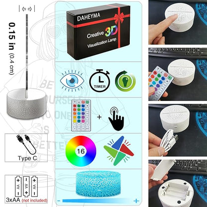 Be Yourself Mood Lights, Inspirational Gifts for Girls, 16 Colors 3D Illusion Lamp with Dimmable Remote & Timer, Room Decor for Music Fans Birthday Christmas