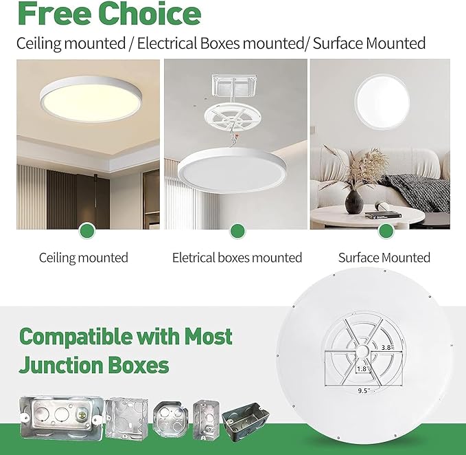 20 Inch Dimmable LED Flush Mount Ceiling Light,40W,4350LM, 2700K/3000K/4000K/5000K/6000K CCT Selectable,Round Flat Panel Light Low Profile Ceiling Light Fitures for Hallway/Kitchen/Bedroom