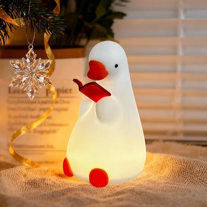 Funny Night Light for Kids, Reading Goose Silicone Night Light, Dimmable Bedside Lamp with Timer, LED Squishy Rechargeable Lamp, Cute Animal Decor Gift for Toddler Boys Girls Nursery Bedroom (Goose)