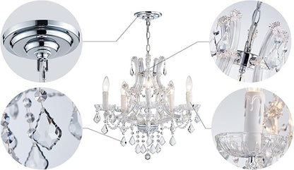 Saint Mossi 5 Light Crystal Maria Theresa Chandelier, Modern K9 Crystal Chandelier Lighting,Crystal Pendant Lighting Fixture for Dining Room,Bedroom,Living Room,H22 x W20 with Adjustable Chain