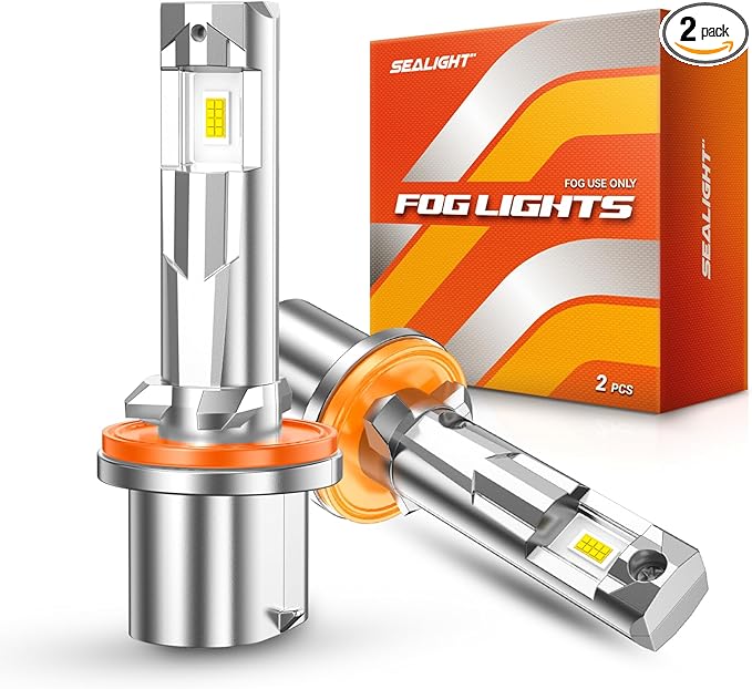 SEALIGHT 880 LED Fog Light Bulbs, 17000LM 800% Super Brightness 885 893 899 880 LED Fog Lights 6500K White, Ultra-High Heat Dissipation Performance, Non-Polarity, Plug and Play, Pack of 2