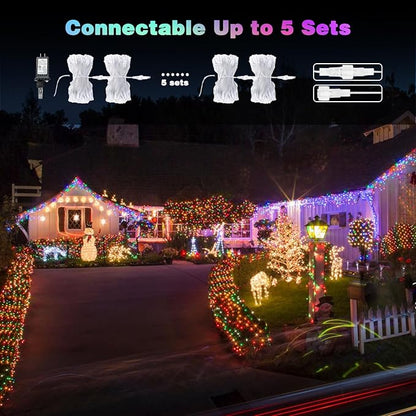 Multicolor 240 LED 88FT String Lights Indoor Outdoor, Connectable Christmas Tree Lights Waterproof 8 Modes with Timer, Clear Wire Fairy Twinkle Light Plug in for Bedroom Wedding Party Xmas Decorations