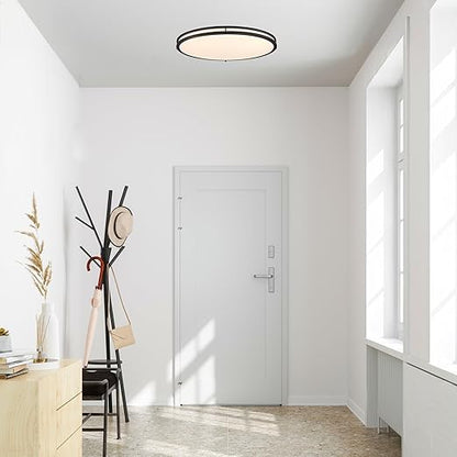 Westinghouse Lighting Lauderdale Transitional Contemporary One-Light, 33 Inch 40 Watt LED Indoor Flush Mount Fixture with Color Temperature Selection, Matte Black Finish, Frosted Acrylic Shade
