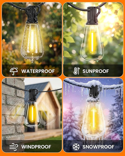 VOLIVO 200FT Outdoor String Lights for Patio, Waterproof Hanging Lights with 65+2 Shatterproof ST38 Edison Bulbs, Dimmable & Connectable Outside String Light for Backyard, Deck, Porch, Balcony