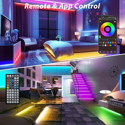Ledagic Led Lights for Bedroom 132ft (66ft*2Rolls) Music Sync Color Changing Led Strip Lights with Remote and App Control RGB Led Light Strip for Home Party Room Decor