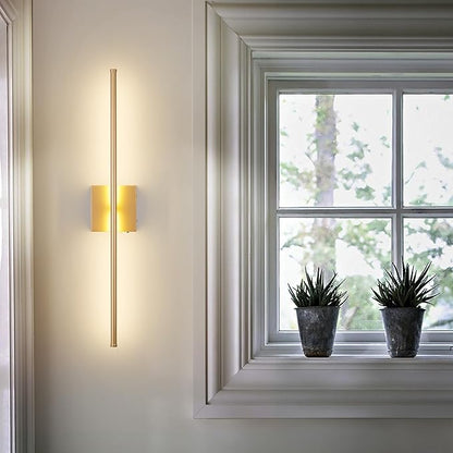 KARTOOSH Battery Operated Wall Sconces with Remote Control, Dimmable Wall Sconces Set of Two, 350°Rotate, 3000K LED Gold Wireless Wall Light for Living Room, Hallway, Bedroom, 32.2 Inch (2 Pack)