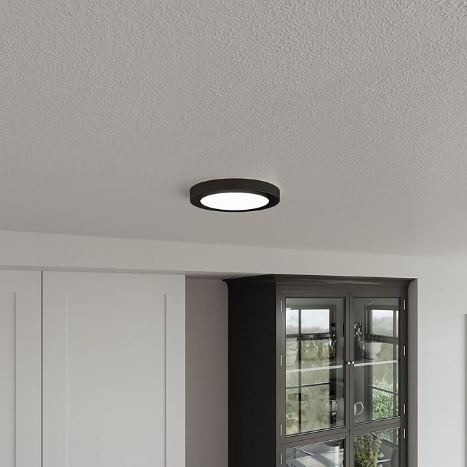 Design House Paxton 7 Inch Flush Mount Ceiling Light Dimmable LED Ceiling Light - 3 Color Temperatures (3000K/4000K/5000K) for Bedroom, Bathroom, Hallway, Matte Black