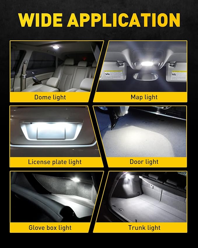 AUXITO 578 LED Bulbs 211-2 212-2 Festoon Bulb 39mm 41mm 42mm LED Lights Bulb 6500K White Extremely Bright 4014 SMD for Car Truck LED Interior Dome Map Door Courtesy Lights License Plate Bulbs, 4 Pack