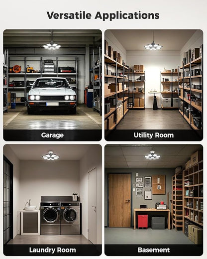 Motion Sensor Garage Light, 25000LM Motion Sensor Shop Light with 8 Foldable Panels, 6500K Indoor Motion Activated LED Light Bulb for Garage, Workshop, Utility Room (1 Pack)