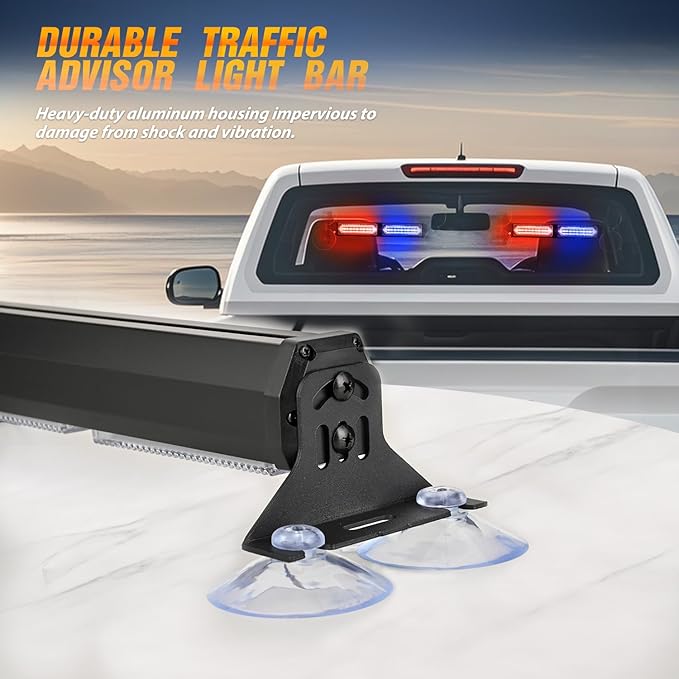 Nilight 40LED Blue Red Emergency Strobe Traffic Advisor Light Bar with Suction Cups Dash Safety Warning Hazard Flashing Lights Interior Front/Rear Windshield for Trucks Construction Vehicles