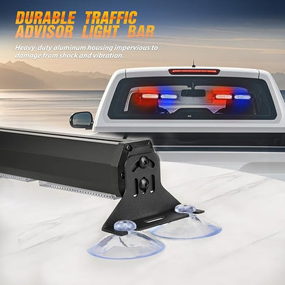 Nilight 40LED Blue Red Emergency Strobe Traffic Advisor Light Bar with Suction Cups Dash Safety Warning Hazard Flashing Lights Interior Front/Rear Windshield for Trucks Construction Vehicles