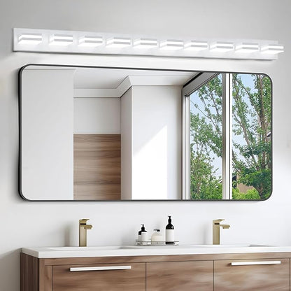 IZORRO LED Modern Bathroom Lights Fixtures(10-Light,Dimmable),Matte White Acrylic Wall Lighting,Vanity Lights for Bathroom Over Mirror - 6000k 36In （No Assembly Required）