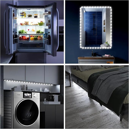 WOBANE LED Closet Light Motion Activated,Battery Powered Stick-on Anywhere,Homelife Motion Sensor Strip Lighting,Rechargeable Night Lights for Closet Hallway Stairway 6.56ft,6000K White,Black