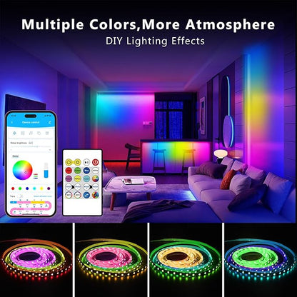 dalattin BGRIC Led Lights for Bedroom, 100ft 5050 LED Strip with DIY Multiple Colors, Work with Alexa&Google Assistant, Remote & App Control, Color Changing, Music Sync for Chrismas Holiday Decor