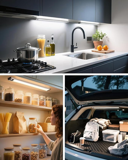 GOODEA 17.5Inch Under Cabinet Lighting, 4500mAh Rechargeable Battery Motion Sensor Light Indoor, Wireless Under Cabinet Lights for Kitchen, Closet(1 Pack,17.5 inch)