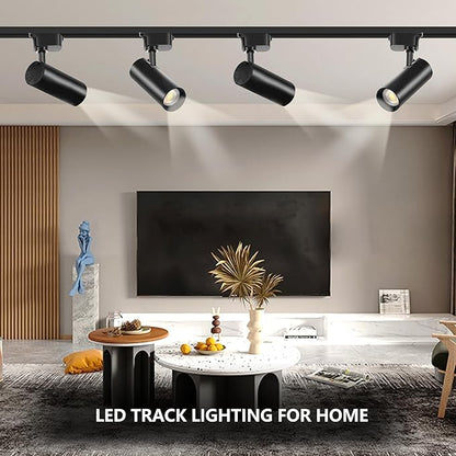 H Type LED Track Lighting Heads 24 Track Lights 3000K 20W 2400lm High Brightness Track Lighting System for Accent Lighting, Dimmable Ceiling Lights Spotlight Fixtures with 26ft Track Rail