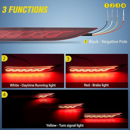 Nilight Rear Bumper Tail Light Compatible with 2019 2020 2021 2022 2023 2024 2025 Toyota Corolla Red Lens LED Reflector Bumper Lamp Brake Turn Signal Sequential Flashing Driving Taillights Replacement