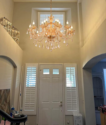 18-Light Crystal Chandeliers Luxurious K9 Crystal Candle Pendant Lamp Ceiling Lighting for Dining Living Room Bedroom Hallway Entry (18 Lights)