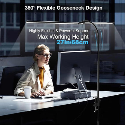 Hensam Desk Lamp for Office Home, 31.5" Desktop Lighting Bar with Gooseneck, Clip on Desk Light with Clamp, Bright Dimmable Table Lamp for Study, Work, Computer, Monitor, Reading