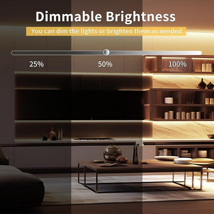 100FT COB LED Strip Lights Warm White Dimmable DC 24V 3000K Flexible LED Tape Light for Bedroom, with Remote and app Control LED Tape Lights,for DIY Home Decoration(2 Rolls of 50ft)