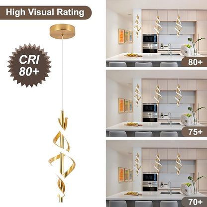 Modern LED Pendant Light Fixtures 4000K Pendant Lights Gold Hanging Lamp for Dining Room Bedroom Living Room (1 Pack)