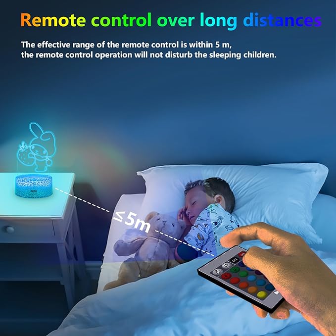 3D Illusion Night Light for Kids - Cute Lamp Led Night Light Anime Charater 16 Colours Change with Remote Control Kitty Lamp Room Decor Birthdays Holidays Gifts for Kids and Girls