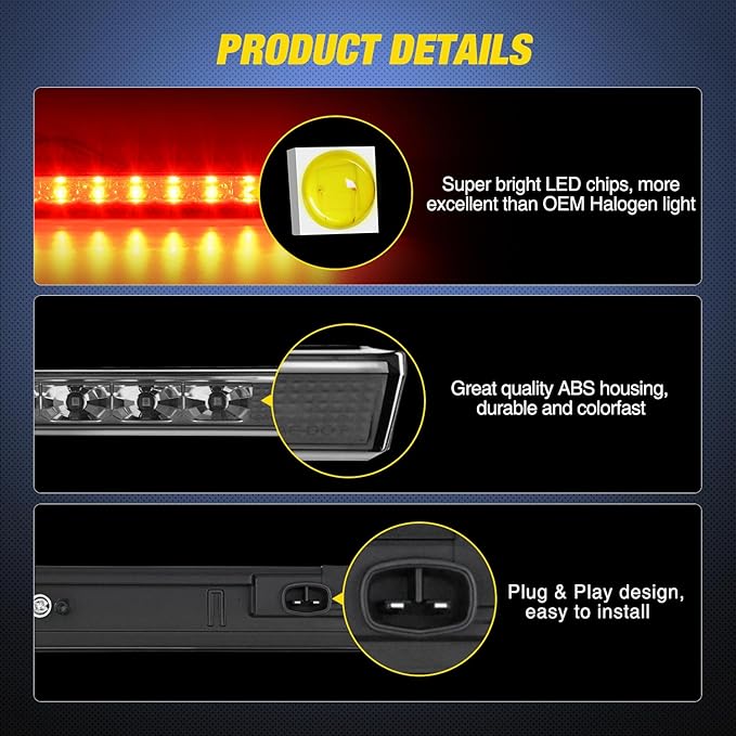 Nilight Third Brake Light Tail High Mount 3rd Stop Lights Smoked Lens Compatible with Toyota XA40 2013-2018 and GX460 2010-2019 Van SUV Rear Center Cab Lamp