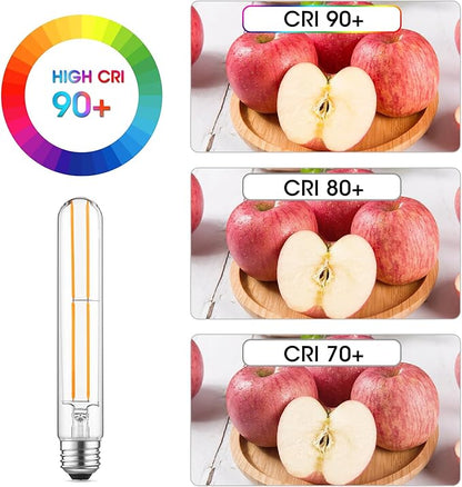 Gozelux Dimmable E26 Light Bulb 6W Equal 60 watt LED Light Bulbs AC120V Warm White 2700K Edison 60 Watt 750LM T10 Bulb for Rustic Pendant, Industrial Pipe, Wall Sconces, Vanity, Pack of 6
