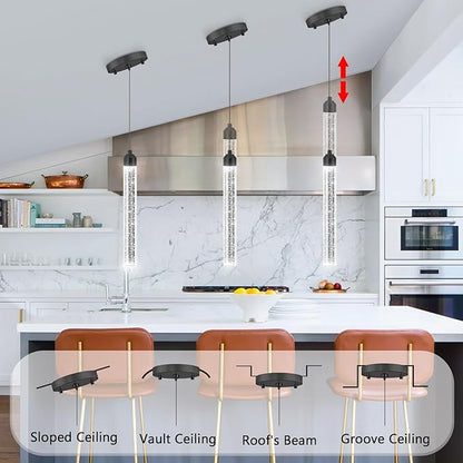 Mini Chandeliers Modern Crystal Pendant Lighting LED Dimmable Pendant Lights Kitchen Island Dining Room