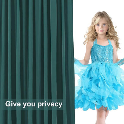 10x12 Hunter Green Backdrop Curtains for Wedding Party Wrinkle Free Backdrops Curtain Drapes Fabric Decorations Photo Back Drop Cloth for Baby Shower Photography Stage Reception 5ft x 12ft,2 Panels