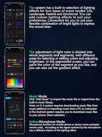 Dreamcolor Interior Acrylic Car Light Strip, 2 in 1 Car LED Strip Light with APP Control 43.3 Inches Fiber Optic Ambient Lighting Kits, Multi-Modes Sound Sync Neon Lights