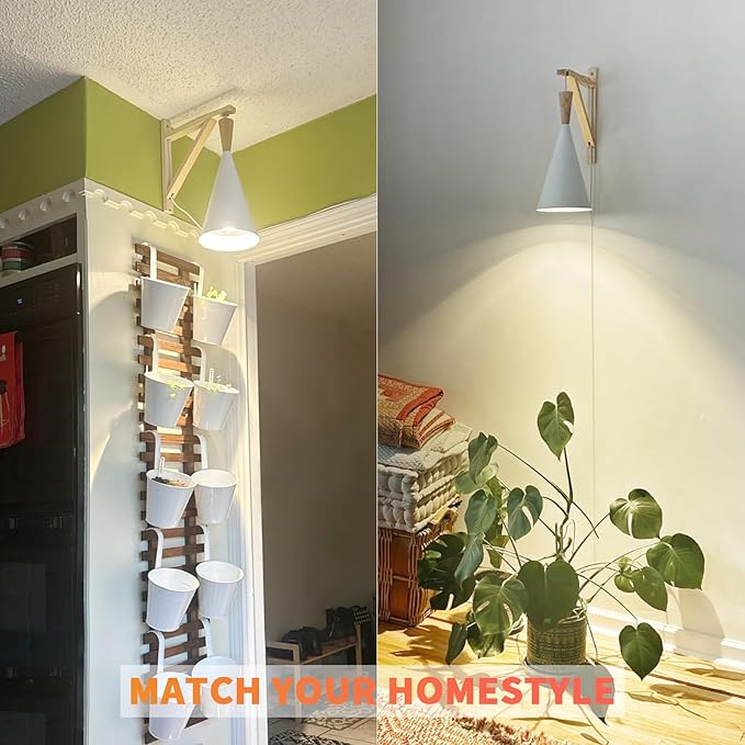 Hanging Grow Light,25W Full Spectrum Hanging Plant Lights for Indoor,Plants Wall Mounted Grow Light with 16.4FT Power Cord,LED Grow Lights for Indoor Growing,Monstera,Devil's Ivy,Seedling(White)