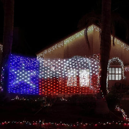 Leisure world 384 LED Texas Flag Net Lights – 6.6ft x 3.3ft, 8 Modes, Waterproof, Super Bright for 250th Anniversary, 4th of July, Christmas Party & Holiday Decorations