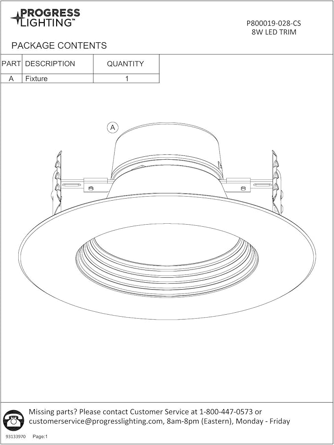 Progress Lighting Intrinsic Recessed LED 8w Baffle Trim for 5/6 inch Housings with 770 lumens, Color Temperature Selectable, White