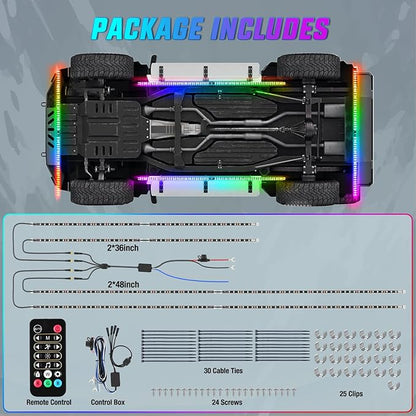 Nilight 8Pcs Aluminum Underglow Neon Accent Strip Lights 396 LEDs Dream Color Door Assist Multi Modes Sound Active Function Music with APP, Remote Control Underbody Light for Car Truck RV