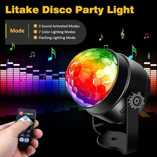 Litake Party Lights,Strobe Lights for Parties,Sound Activated Disco Ball Lights with Remote,RGB 7 Colors Changing Disco DJ Lights for Home Party Room Dance Club Xmas Birthday Wedding Show -2 Packs